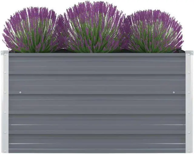 Main image of vidaXL Raised Garden Bed Galvanized Steel Gray Planter Flower Box Outdoor