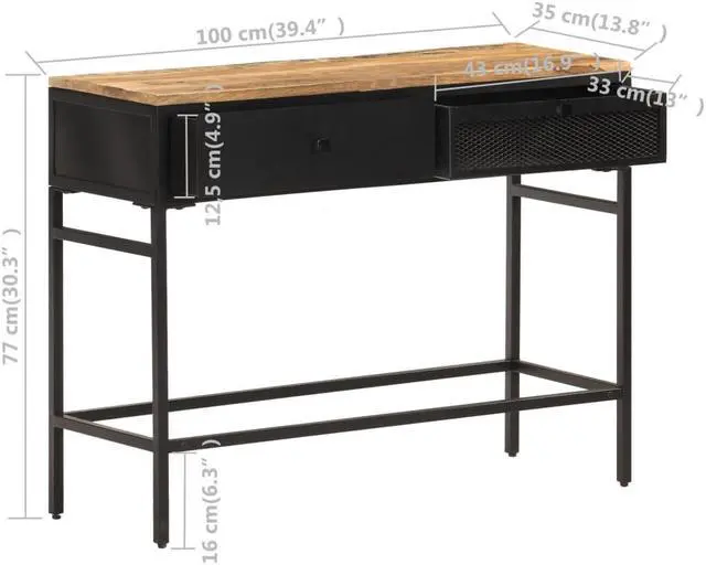 Alt view image 10 of 14 - vidaXL Sideboard Solid Mango Wood 23.6"x11.8"x29.9"