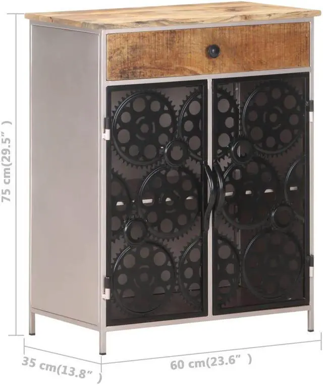 Alt view image 7 of 13 - vidaXL Sideboard Storage Sideboard Cabinet for Entryway Rough Mango Wood & Iron