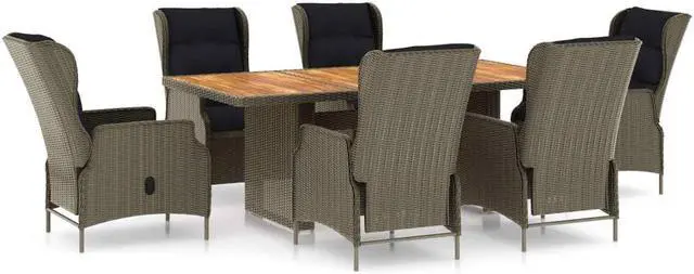 Main image of vidaXL Patio Dining Set 9 Piece Dining Table and Chairs Poly Rattan Dark Gray