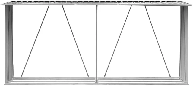 Alt view image 3 of 13 - vidaXL Log Storage Shed, Log Holder with Roof Anthracite Galvanized Steel 129.9"