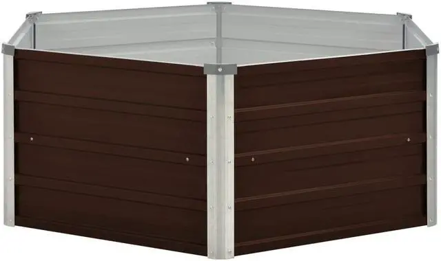Alt view image 3 of 13 - vidaXL Raised Garden Bed Brown Galvanized Steel Planter Flower Box Outdoor