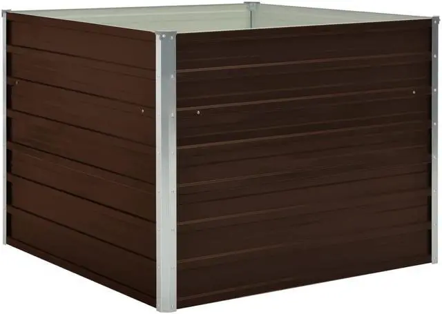 Alt view image 2 of 13 - vidaXL Raised Garden Bed Patio Raised Flower Bed Galvanized Steel Planter Brown
