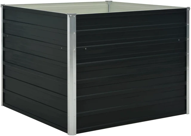 Alt view image 3 of 14 - vidaXL Raised Garden Bed Patio Raised Flower Bed Galvanized Steel Anthracite