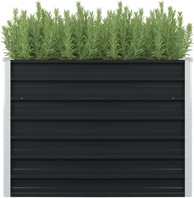 Main image of vidaXL Raised Garden Bed Patio Raised Flower Bed Galvanized Steel Anthracite