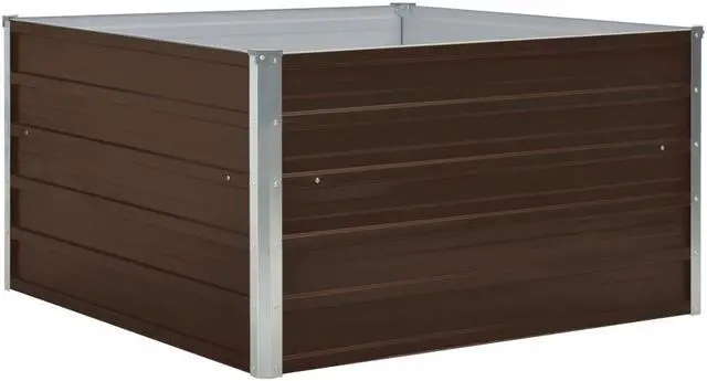 Alt view image 2 of 13 - vidaXL Raised Garden Bed Galvanized Steel Brown Planter Flower Box Outdoor