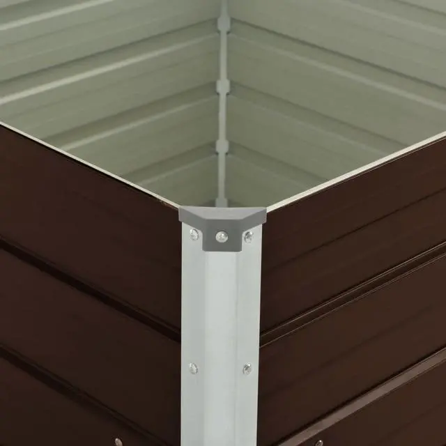 Alt view image 5 of 13 - vidaXL Raised Garden Bed Patio Raised Flower Bed Galvanized Steel Planter Brown
