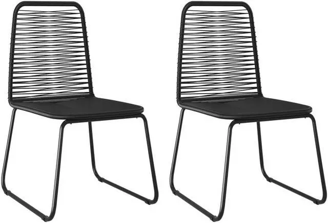 Alt view image 5 of 7 - vidaXL Patio Dining Set 3 Piece Outdoor Table and Chairs PVC Rattan Black