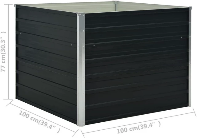 Alt view image 6 of 14 - vidaXL Raised Garden Bed Patio Raised Flower Bed Galvanized Steel Anthracite