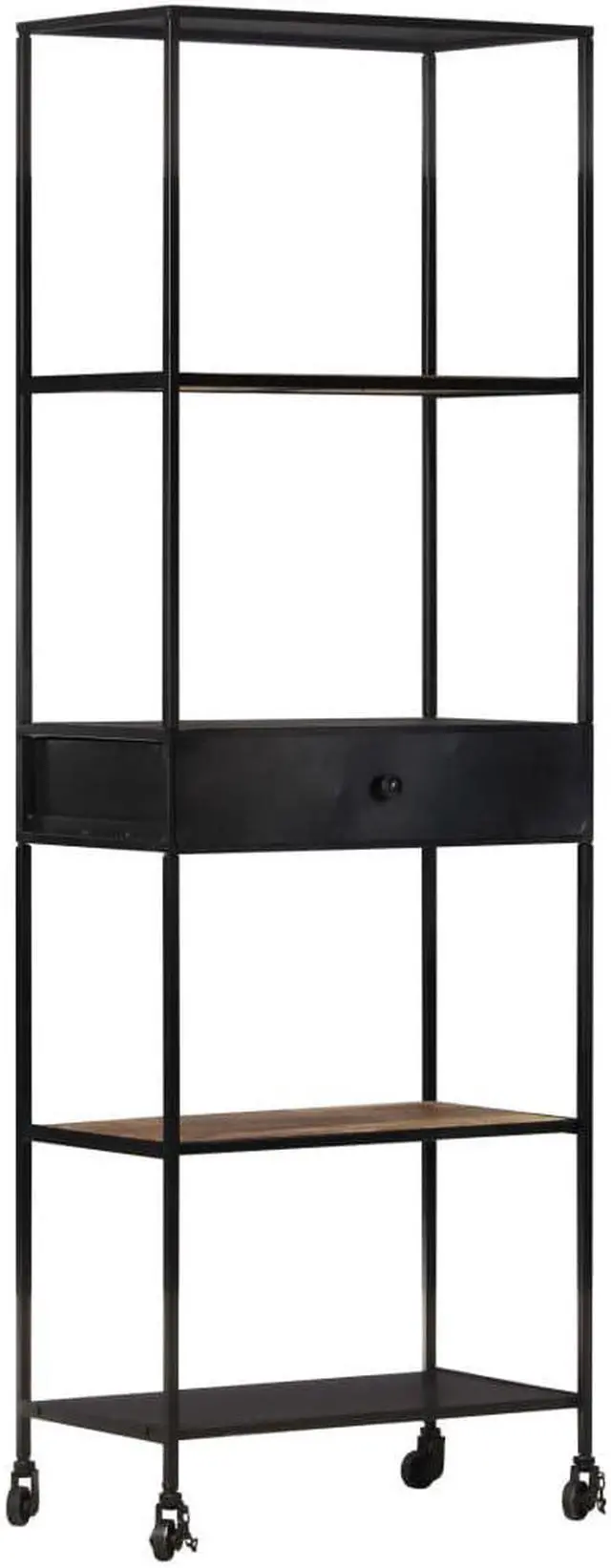 Main image of vidaXL Bookshelf Storage Shelf Shelving Book Cabinet Rough Mango Wood and Iron