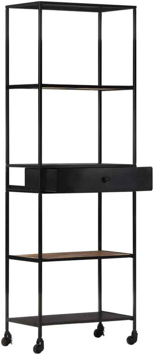 Alt view image 2 of 13 - vidaXL Bookshelf Storage Shelf Shelving Book Cabinet Rough Mango Wood and Iron
