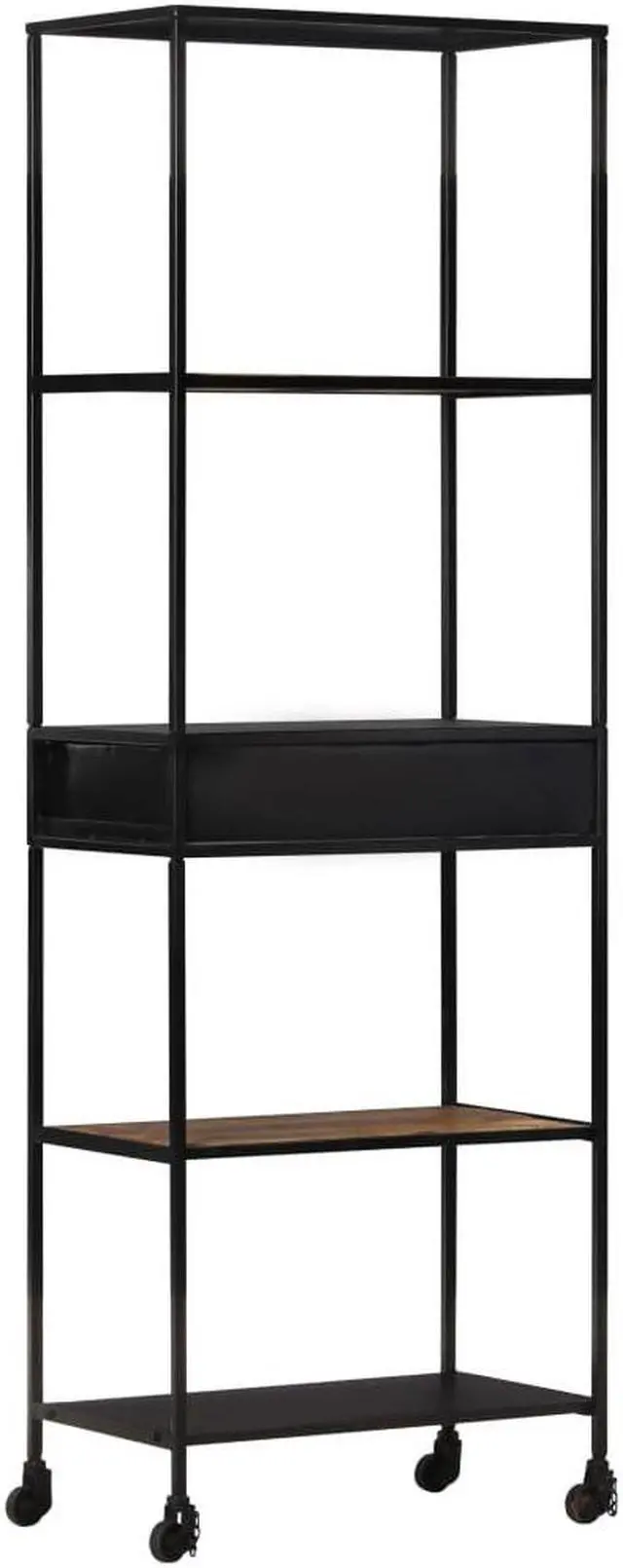 Alt view image 4 of 13 - vidaXL Bookshelf Storage Shelf Shelving Book Cabinet Rough Mango Wood and Iron