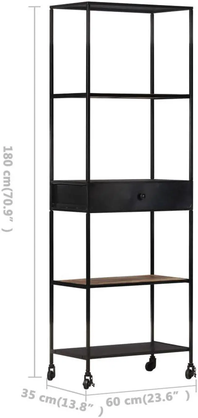 Alt view image 7 of 13 - vidaXL Bookshelf Storage Shelf Shelving Book Cabinet Rough Mango Wood and Iron