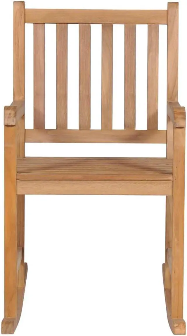 Alt view image 8 of 12 - vidaXL Rocking Chair with Green Cushion Solid Teak Wood