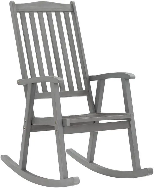 Alt view image 2 of 7 - vidaXL Rocking Chair Outdoor Rocking Chair with Cushions Gray Solid Wood Acacia