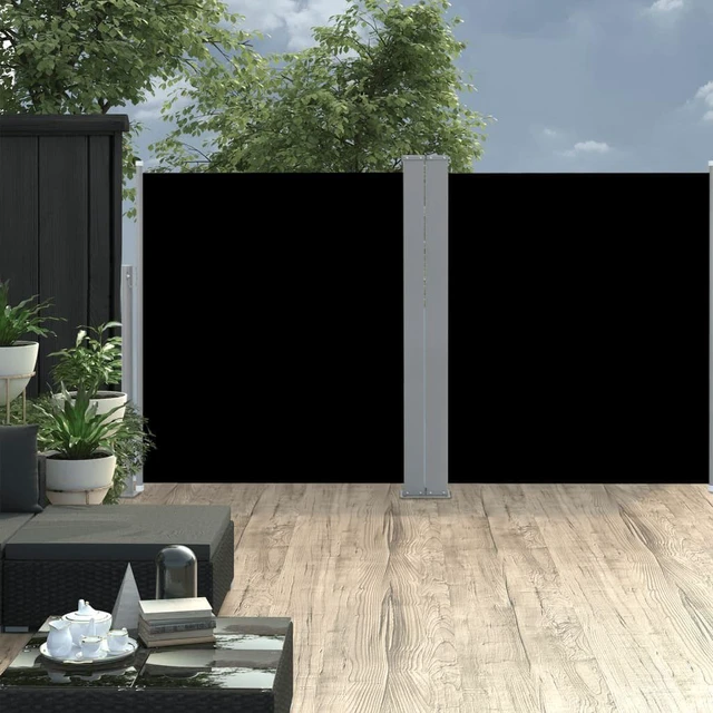 Alt view image 10 of 15 - vidaXL Retractable Side Awning Patio Folding Privacy Screen Black 55.1"x236.2"