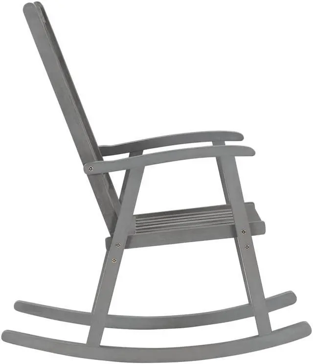 Alt view image 4 of 7 - vidaXL Rocking Chair Outdoor Rocking Chair with Cushions Gray Solid Wood Acacia