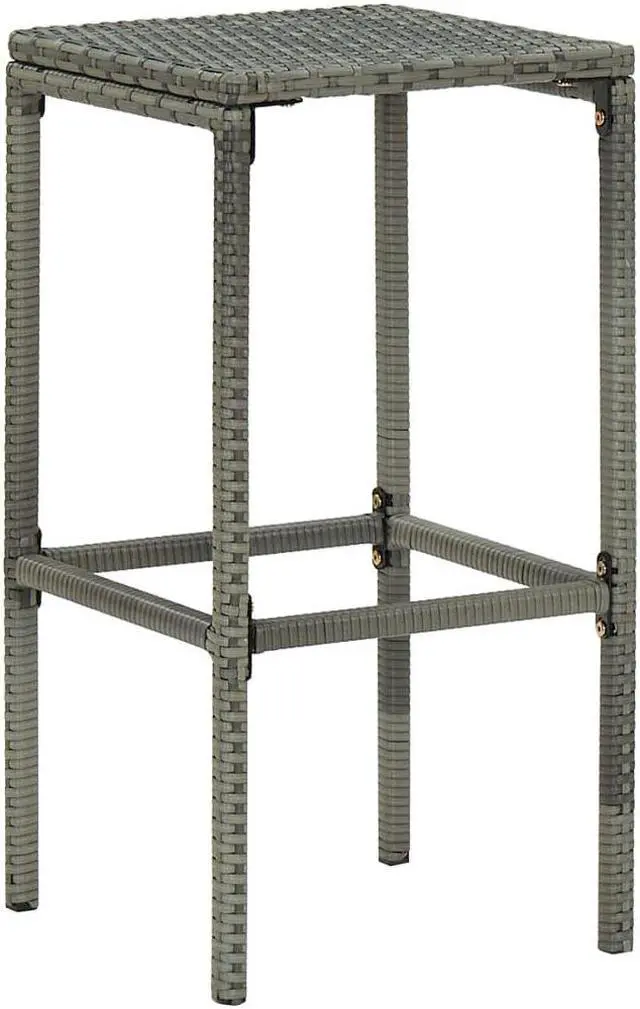 Alt view image 11 of 13 - vidaXL 3 Piece Garden Bar Set with Cushions Poly Rattan Gray