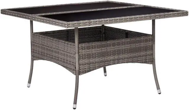 Alt view image 5 of 10 - vidaXL Patio Dining Table Garden Furniture for Front Porch PE Rattan Gray