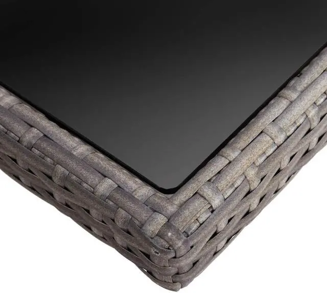 Alt view image 7 of 10 - vidaXL Patio Dining Table Garden Furniture for Front Porch PE Rattan Gray