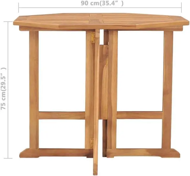 Alt view image 13 of 13 - vidaXL Folding Garden Dining Table 35.4"x35.4"x29.5" Solid Teak Wood