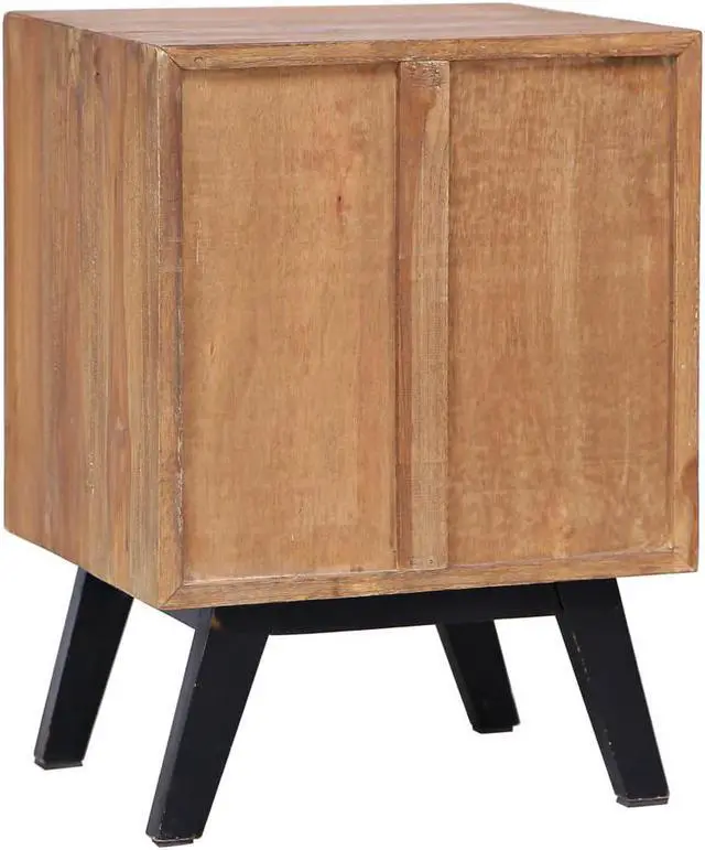 Alt view image 12 of 14 - vidaXL Bedside Cabinet 15.7"x11.8"x19.7" Rough Mango Wood