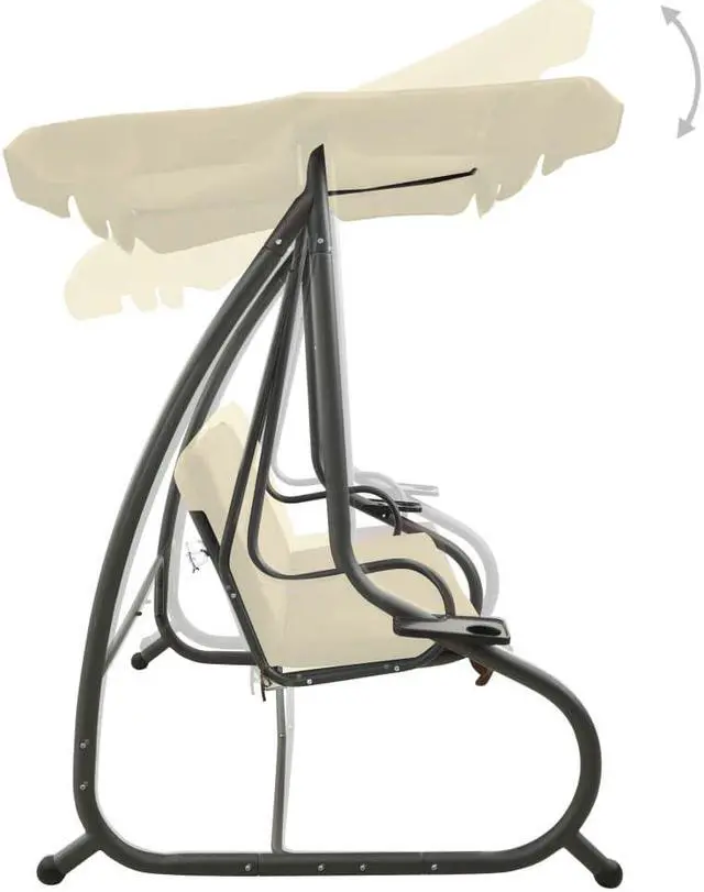 Alt view image 11 of 12 - vidaXL Outdoor Swing Bench with Canopy Sand White