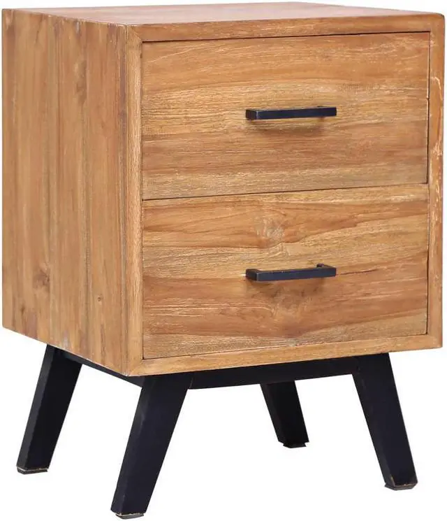 Alt view image 2 of 14 - vidaXL Bedside Cabinet 15.7"x11.8"x19.7" Rough Mango Wood