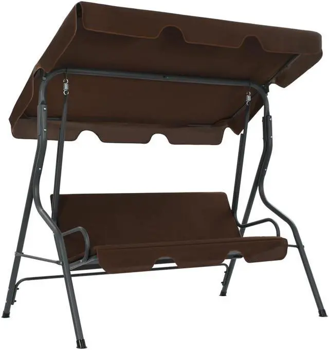 Main image of vidaXL Garden Swing Chair Outdoor Bench with Canopy and Cushion Coffee Steel