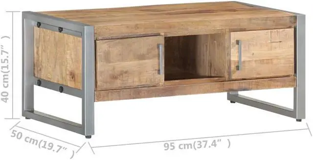 Alt view image 7 of 13 - vidaXL Coffee Table Wooden End Table Side Table Rough Mango Wood 37.4 Inch