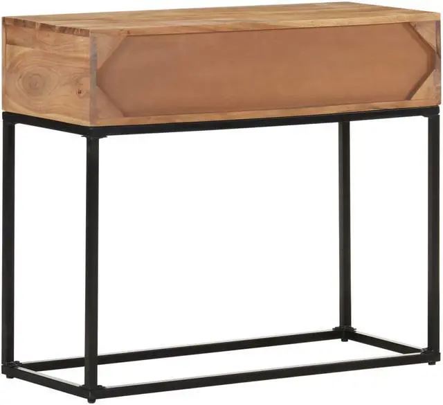 Alt view image 4 of 13 - vidaXL Console Table Natural brown Solid Acacia Wood 35.4 x 13.8 x 29.9 in