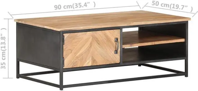 Alt view image 7 of 13 - vidaXL Coffee Table Wooden End Table Side Table Solid Wood Acacia 35.4 Inch