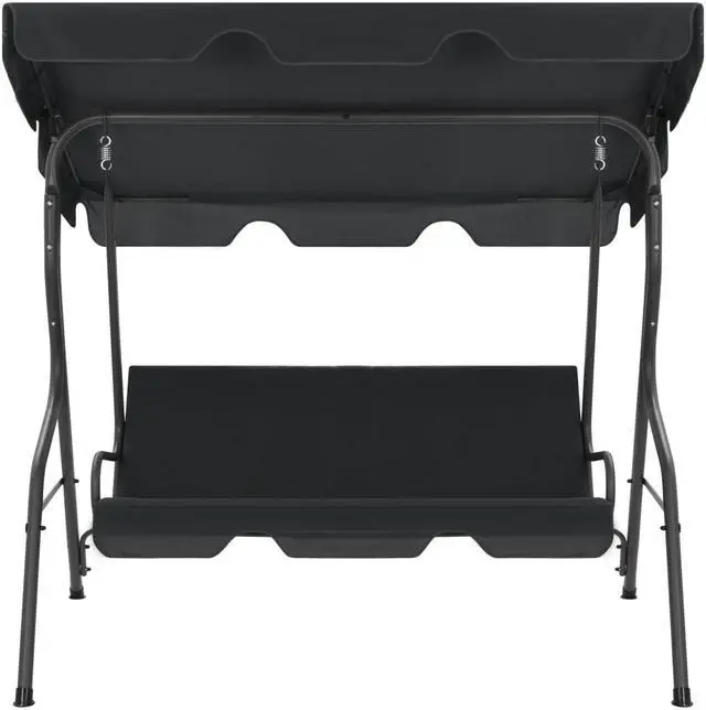 Alt view image 2 of 12 - vidaXL Garden Swing Chair Outdoor Bench with Canopy and Cushion Anthracite Steel