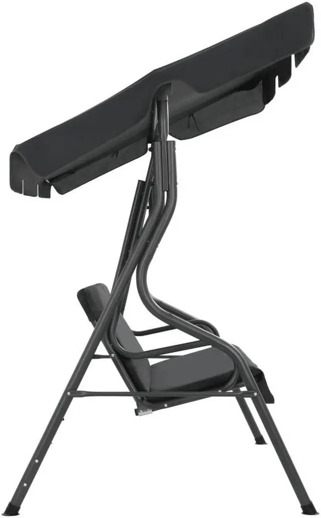 Alt view image 3 of 12 - vidaXL Garden Swing Chair Outdoor Bench with Canopy and Cushion Anthracite Steel