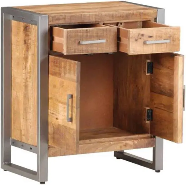 Alt view image 4 of 13 - vidaXL Sideboard Console Table with 2 Drawers and 2 Doors Rough Mango Wood