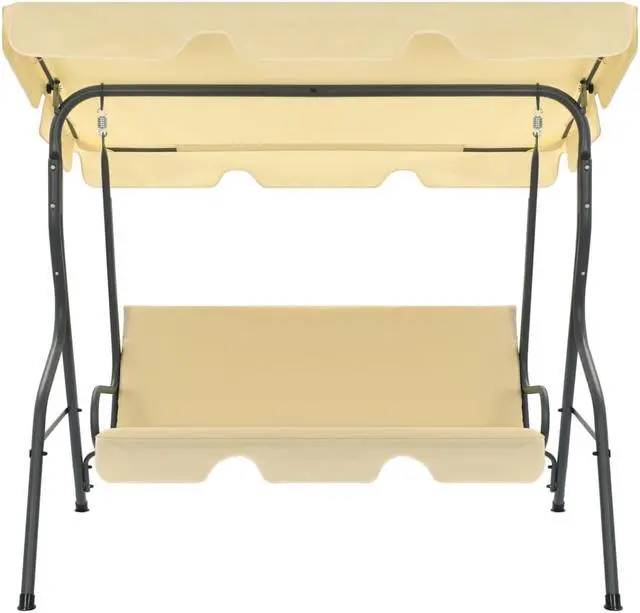Alt view image 2 of 12 - vidaXL Patio Swing Chair Outdoor Bench with Canopy and Cushion Cream White