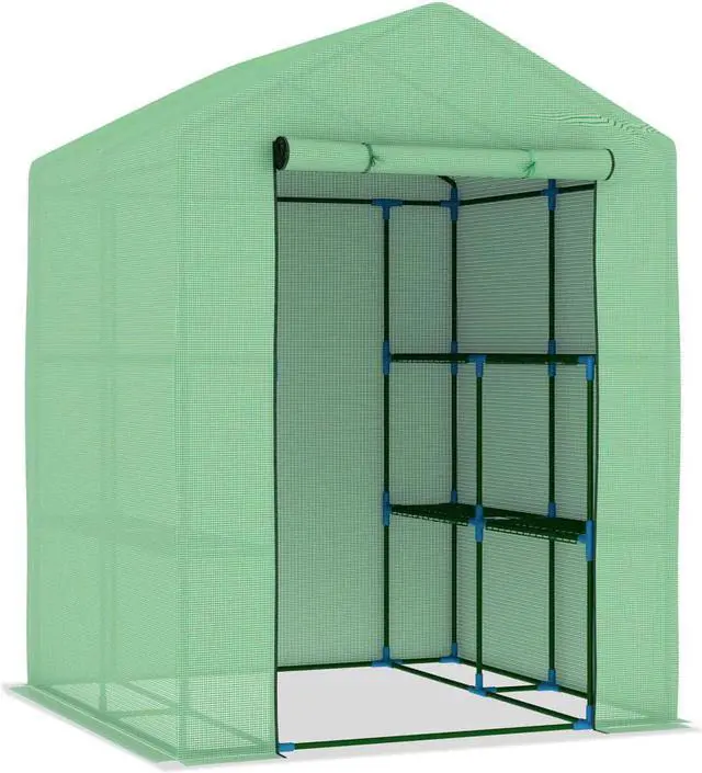 Alt view image 6 of 13 - vidaXL Greenhouse Grow House for Plant Growing Green House with Shelves Steel