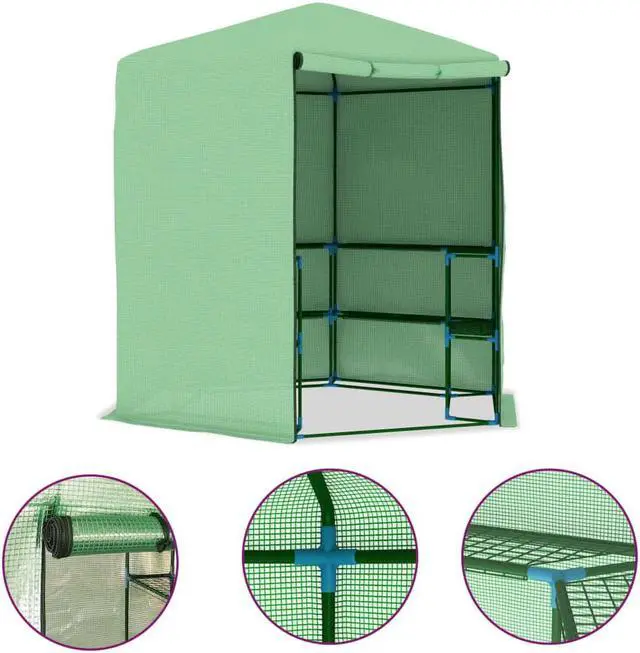 Alt view image 2 of 14 - vidaXL Greenhouse Grow House for Plant Growing Green House with Shelves Steel
