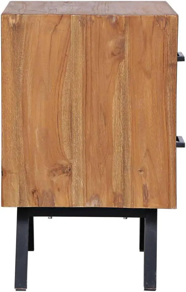 Alt view image 11 of 14 - vidaXL Bedside Cabinet 15.7"x11.8"x19.7" Rough Mango Wood
