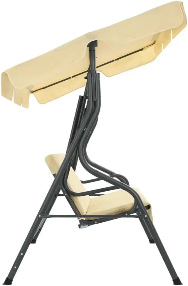 Alt view image 3 of 12 - vidaXL Patio Swing Chair Outdoor Bench with Canopy and Cushion Cream White
