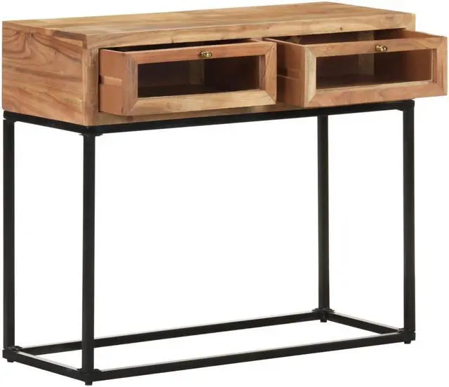Alt view image 3 of 13 - vidaXL Console Table Natural brown Solid Acacia Wood 35.4 x 13.8 x 29.9 in