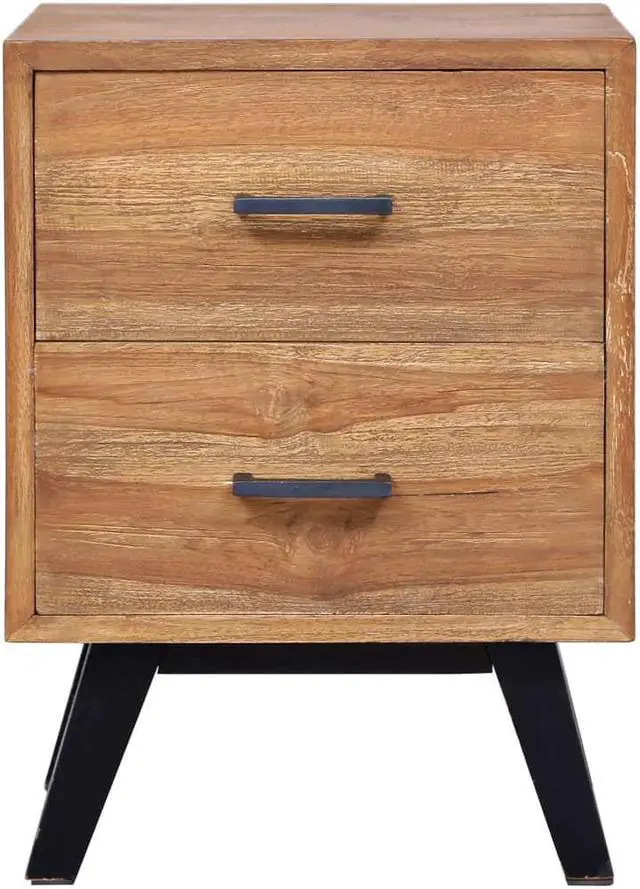Alt view image 9 of 14 - vidaXL Bedside Cabinet 15.7"x11.8"x19.7" Rough Mango Wood