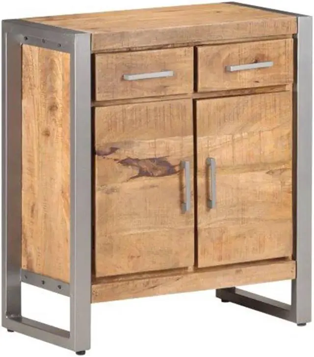 Alt view image 7 of 13 - vidaXL Sideboard Console Table with 2 Drawers and 2 Doors Rough Mango Wood