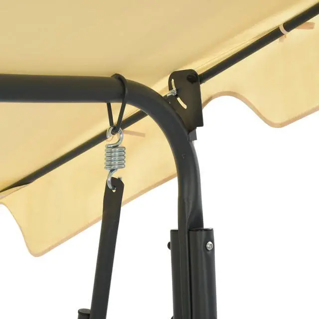 Alt view image 5 of 12 - vidaXL Patio Swing Chair Outdoor Bench with Canopy and Cushion Cream White