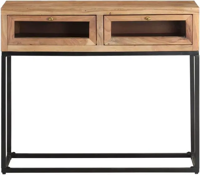 Alt view image 2 of 13 - vidaXL Console Table Natural brown Solid Acacia Wood 35.4 x 13.8 x 29.9 in