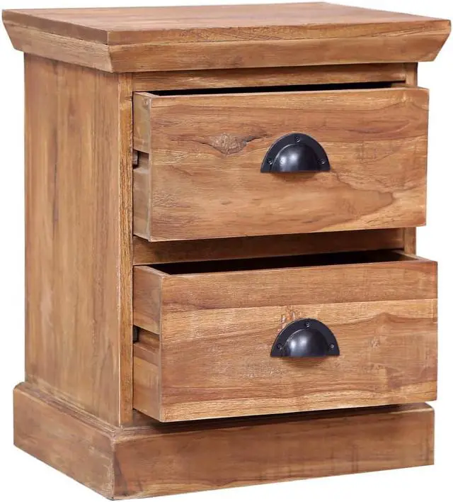 Alt view image 5 of 13 - vidaXL Solid Teak Wood Bedside Cabinet Bedside Table Nightstand Storage Wooden
