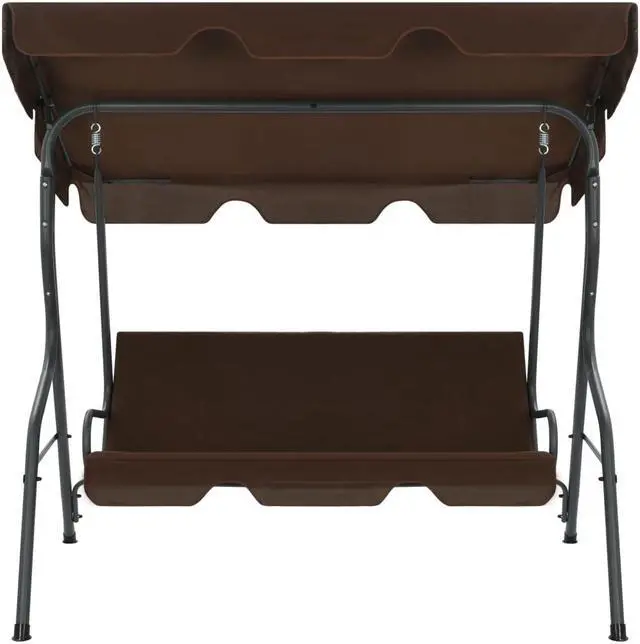 Alt view image 2 of 13 - vidaXL Garden Swing Chair Outdoor Bench with Canopy and Cushion Coffee Steel