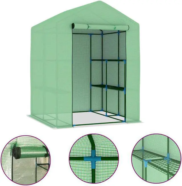 Alt view image 2 of 13 - vidaXL Greenhouse Grow House for Plant Growing Green House with Shelves Steel