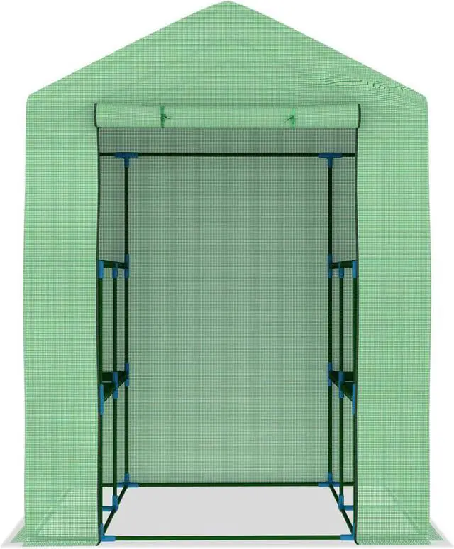 Alt view image 7 of 13 - vidaXL Greenhouse Grow House for Plant Growing Green House with Shelves Steel