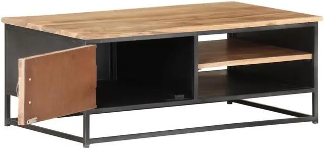 Alt view image 3 of 13 - vidaXL Coffee Table Wooden End Table Side Table Solid Wood Acacia 35.4 Inch